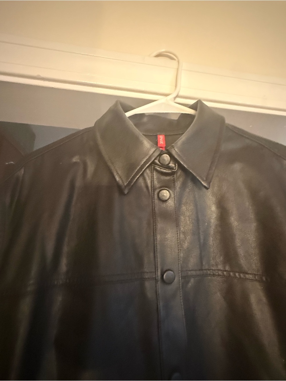 SPANX Black Button-Front Faux Leather shacket